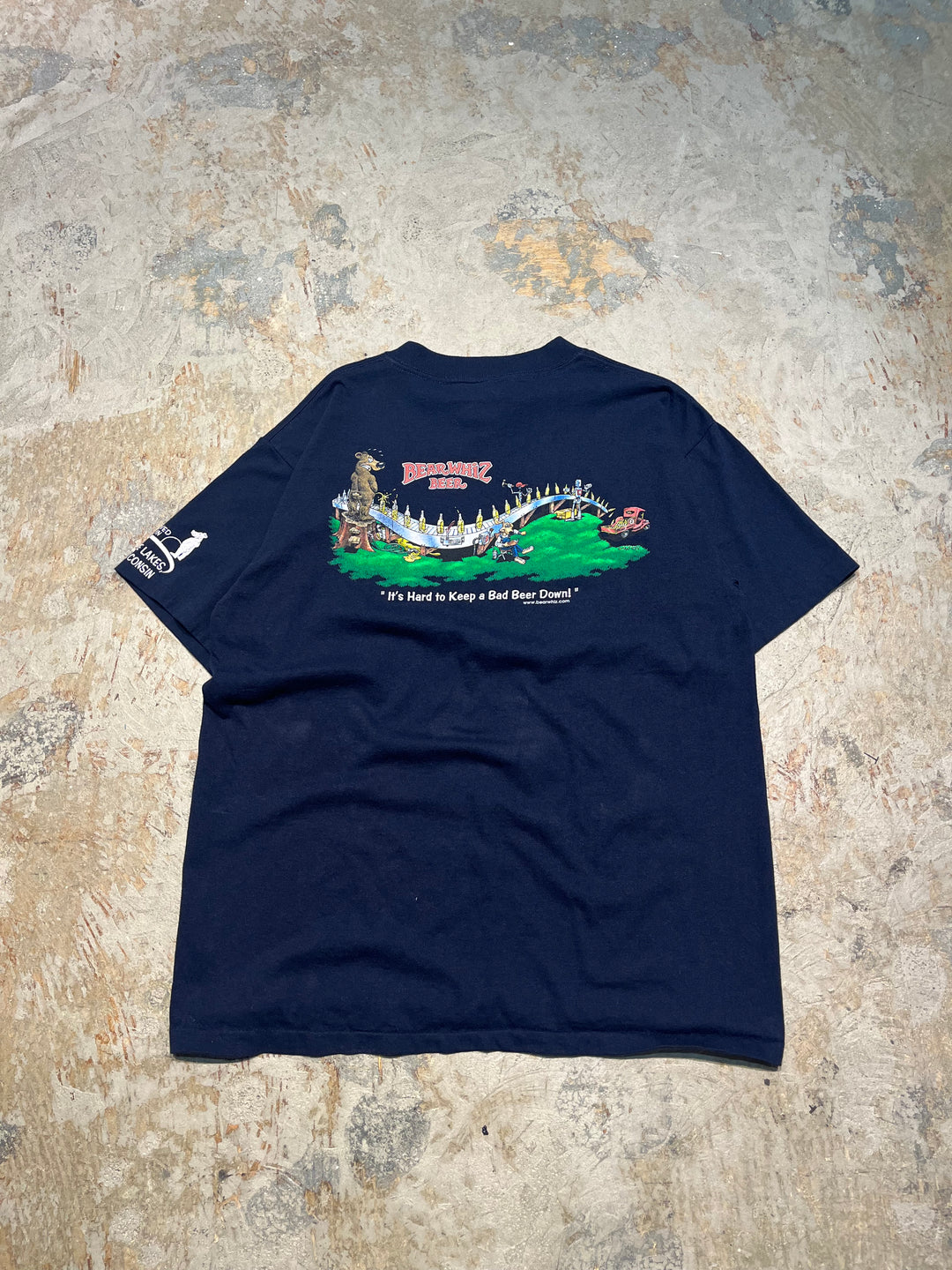 #MA116 古着 USA製 90s BEARWHIZ BEER/ビール会社 企業系/ヴィンテーシングルステッチ Tシャツ/サイズL