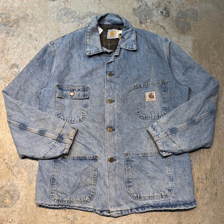 古着 USA製 Carhartt/ カーハート/ ミシガンチョアコート/ デニム地/裏地ブランケット/ サイズM