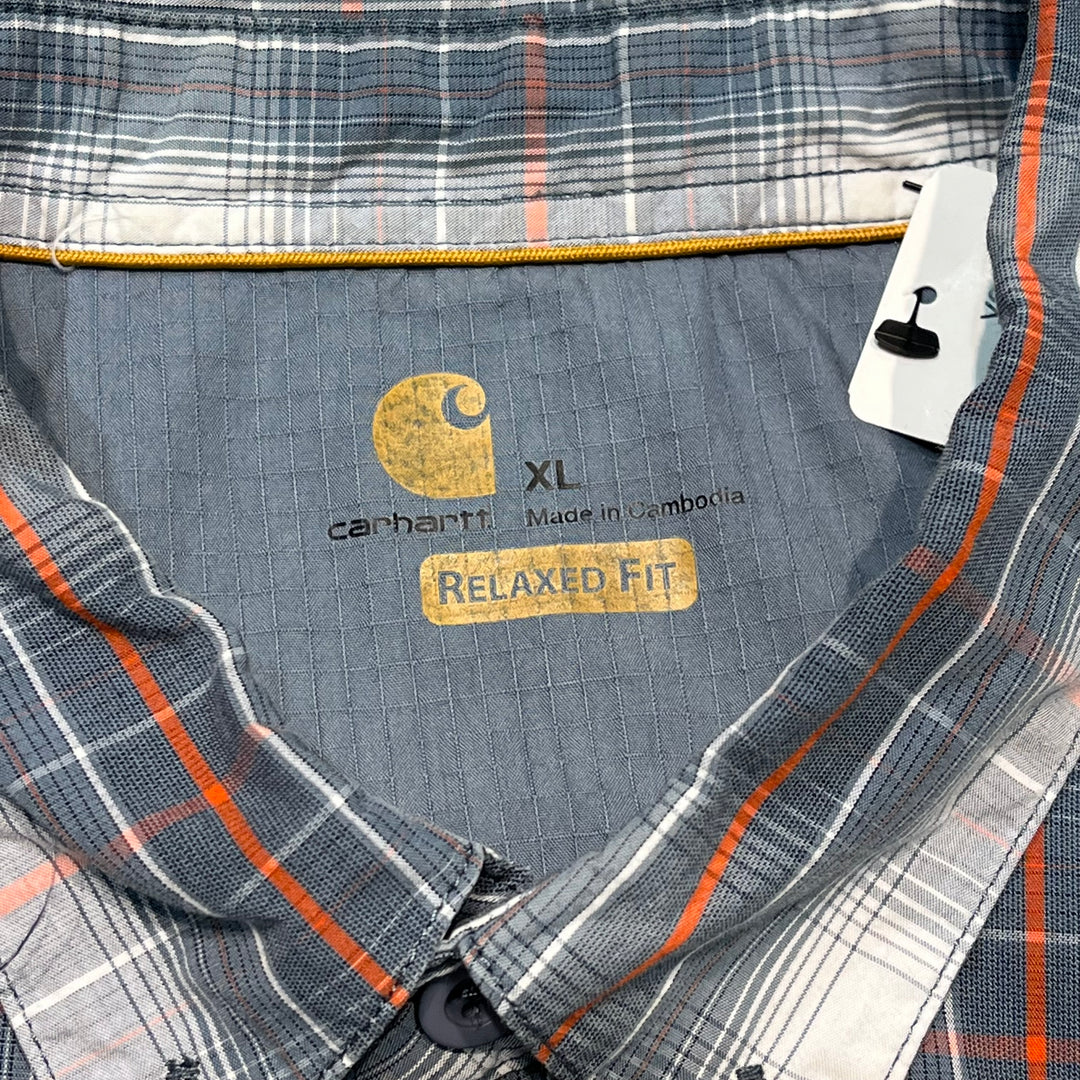 古着 carhartt/カーハート/ボタンダウン半袖シャツ/チェック柄/リメイク/サイズXL