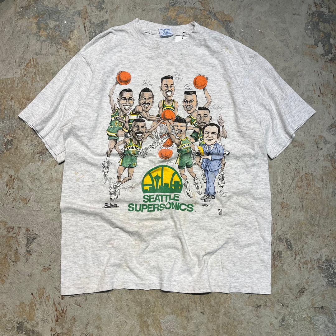 古着 USA製 90's セーラムスポーツウェア/NBA/シアトル･スーパーソニックス/ヴィンテージ シングルステッチ Tシャツ/サイズL相当