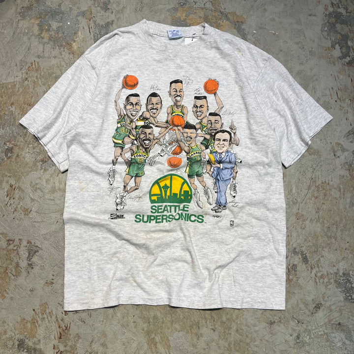 古着 USA製 90's セーラムスポーツウェア/NBA/シアトル･スーパーソニックス/ヴィンテージ シングルステッチ Tシャツ/サイズL相当