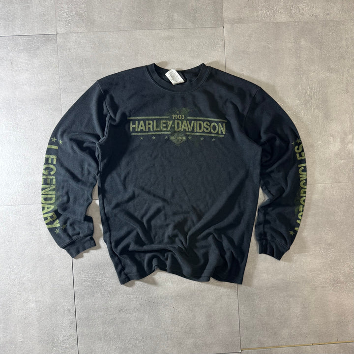古着 USA製 Harley-Davidson ハーレーダビッドソン ロングスリーブサーマルTシャツ ワッフル生地 サイズM