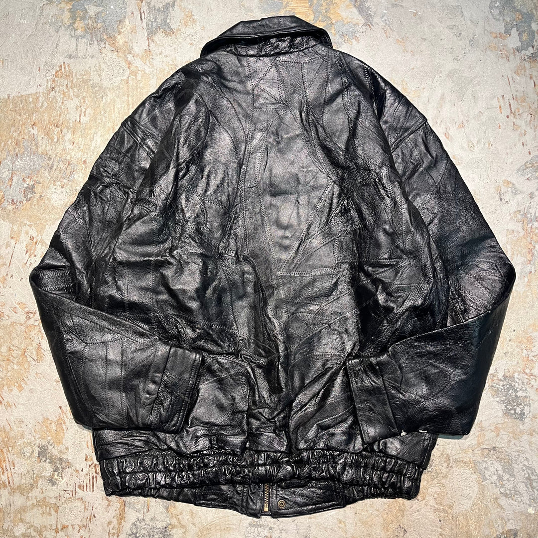 #2036 Unknow 古着/Leather jacket/ジップアップレザージャケット/サイズXL