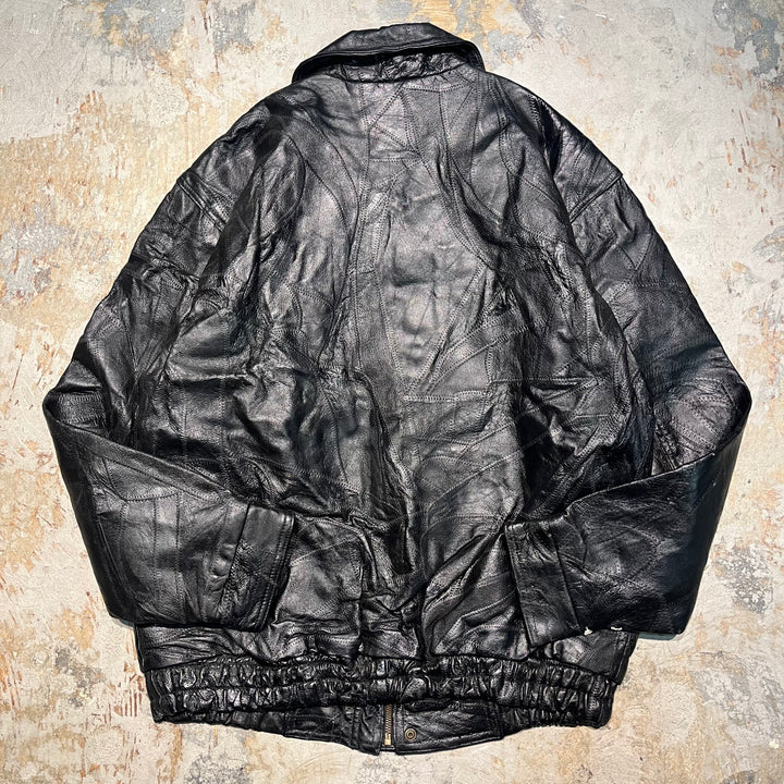 #2036 Unknow 古着/Leather jacket/ジップアップレザージャケット/サイズXL