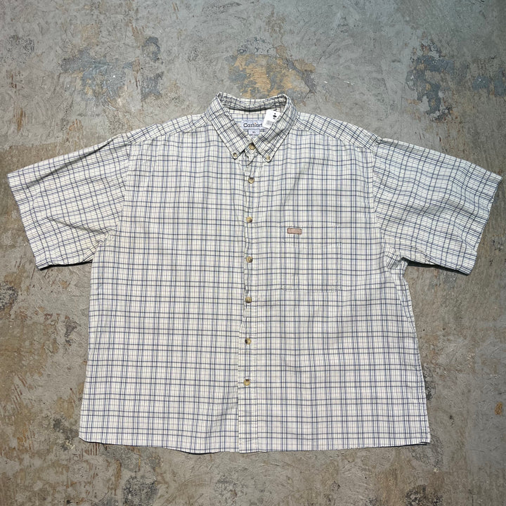 古着 carhartt/ カーハート/ ボタンダウン半袖シャツ/ チェック柄/ リメイク/サイズXL