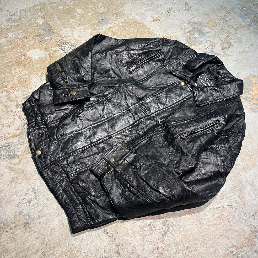 #2036 Unknow 古着/Leather jacket/ジップアップレザージャケット/サイズXL