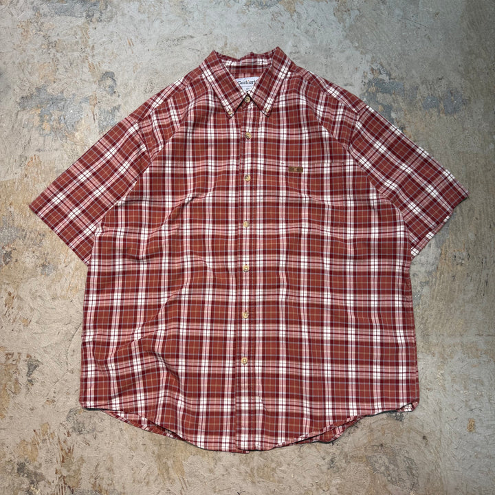 古着 carhartt/ カーハート/ ボタンダウン半袖シャツ/ チェック柄/ サイズXL