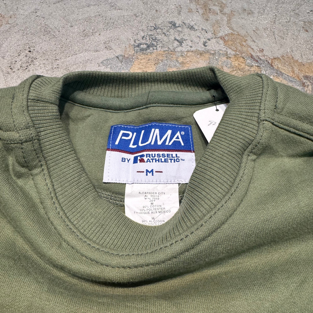 古着 PLUMA by RUSSELL ATHLETIC/ プルーマバイラッセルアスレチック/ ブランククルーネックスウェット/ 無地/ 前Vガゼット/ サイズM