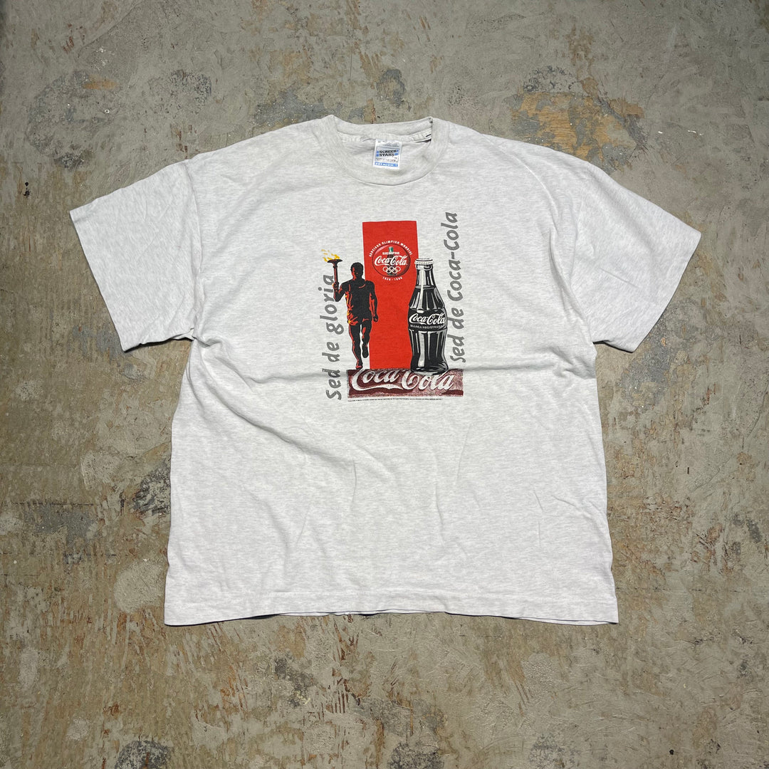 古着 USA製 90's スクリーン スターズ / コカ･コーラ / オリンピック / 1928 - 1996 / ヴィンテージ シングルステッチプリントTシャツ/サイズXL