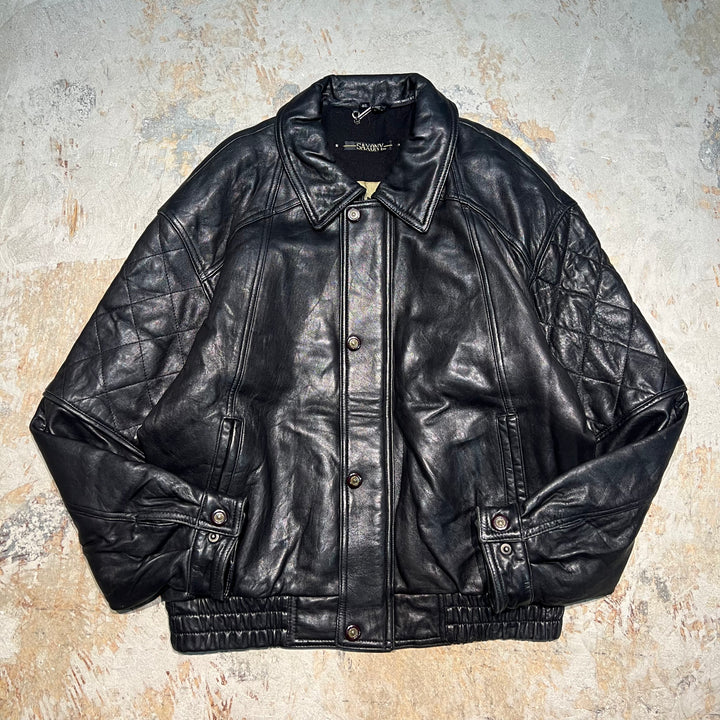 #2031 Unknow 古着/Leather jacket/フロントボタンレザージャケット/サイズL相当