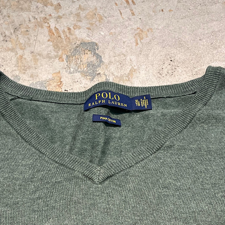 #3697古着/ラルフローレン/POLObyRalphLauren/コットンニット/Cottonknit/Ｖネック/サイズXL