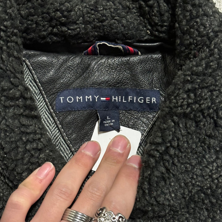 古着 TOMMY HILFIGER/ トミーフィガー/ ジップアップレザージャケット/ サイズL