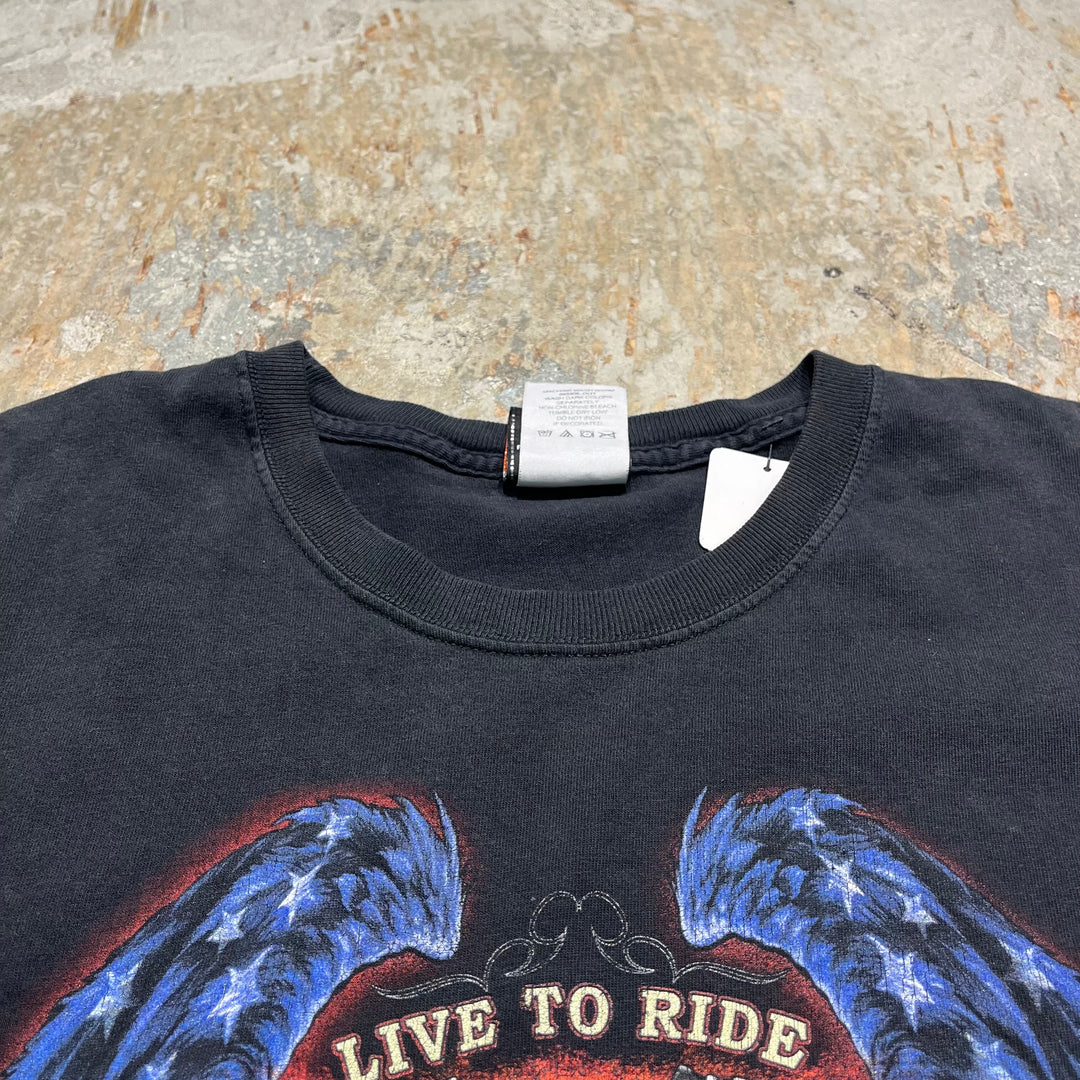 古着 USA製 Harley-Davidson/ハーレー ダビッドソン/hawkeye/LIVE TO RIDE/ワールドクラス モーターサイクルズ/プリントTシャツ サイズXXL