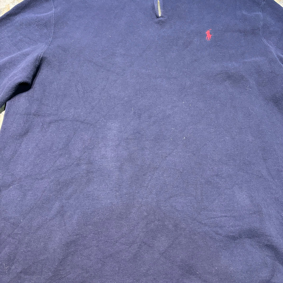 古着 POLO by Ralph Lauren/ポロラルフローレン/ハーフジップコットンニットセーター/サイズL