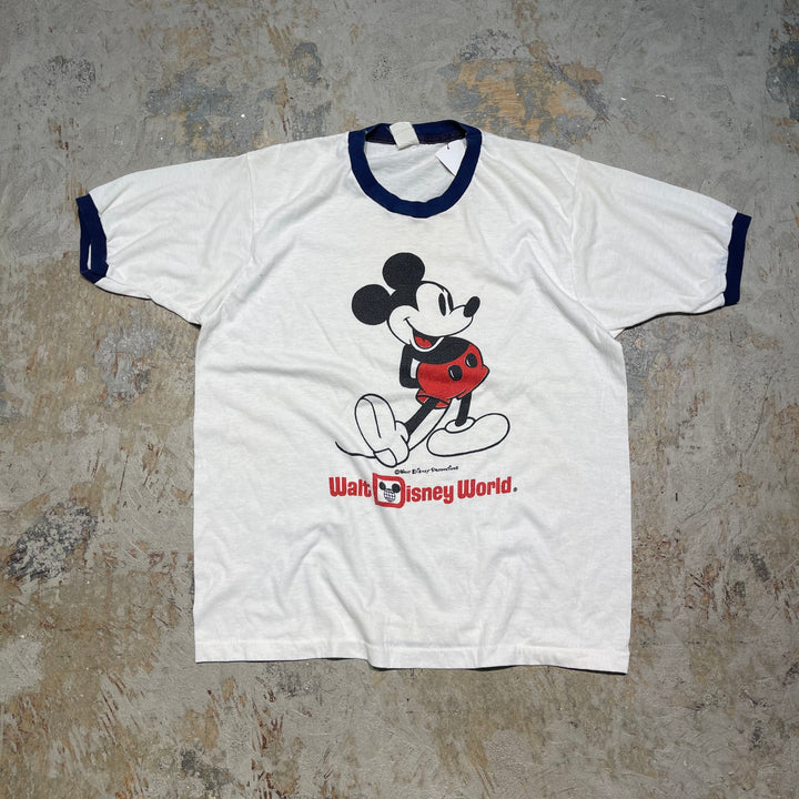 #4483 古着 ~90's Disney/ディズニー/short sleeve character Ringer t-shirt Tee/半袖キャラクターリンガーTシャツ/ミッキー/サイズM-L相当