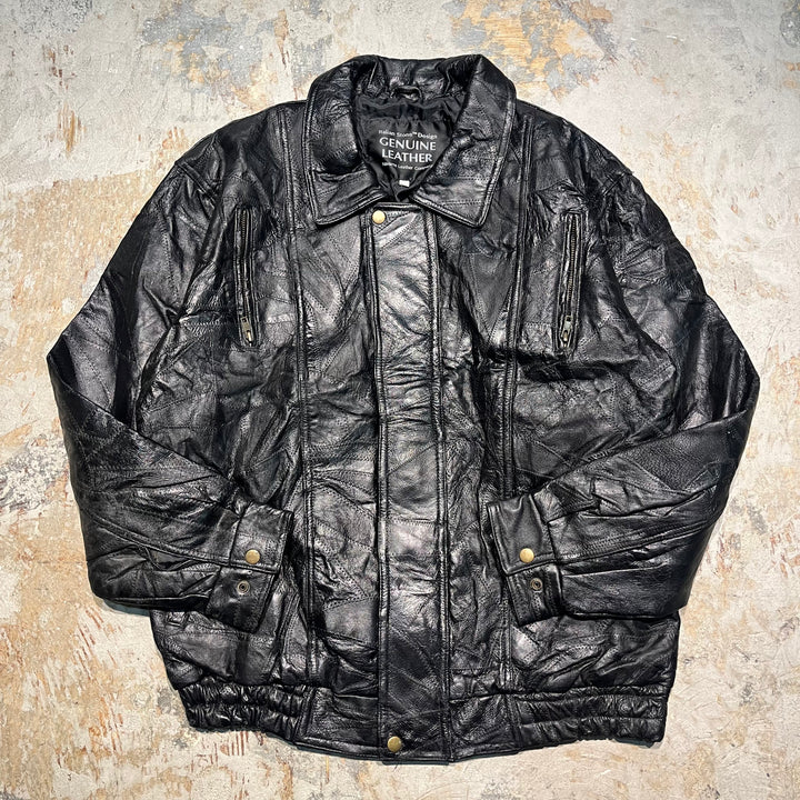 #2036 Unknow 古着/Leather jacket/ジップアップレザージャケット/サイズXL