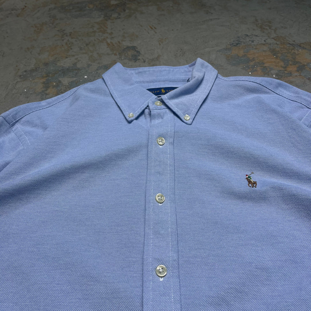 #4381 古着 Ralph Lauren/ラルフローレン/Long Sleeve Butoon Down Shirt /長袖ボタンダウンシャツ/KNIT OXFORD/オックスフォード/サイズXL