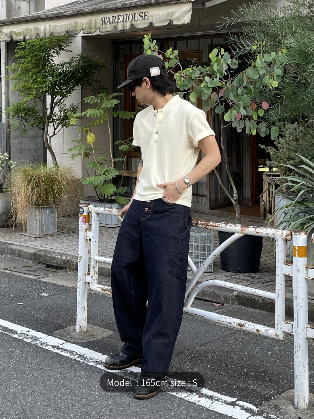 ワイドフィットデニムパンツ( インディゴ )