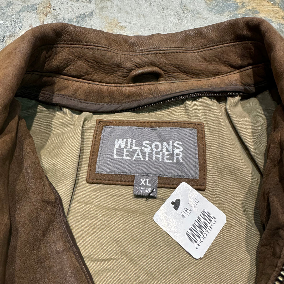 古着 WILSONS LEATHER/ ウィルソンズレザー/ 本革ジップアップレザージャケット/ 牛革/ サイズXL