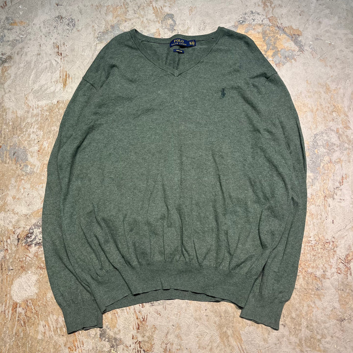 #3697古着/ラルフローレン/POLObyRalphLauren/コットンニット/Cottonknit/Ｖネック/サイズXL
