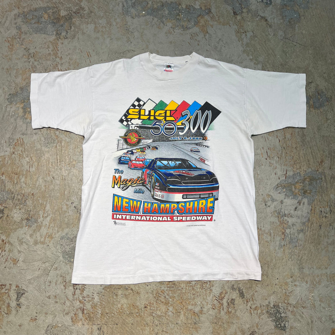 古着 USA製 95's フルーツオブザルーム / ニューハンプシャー･モータースピードウェイ / 1995年 NASCAR ウィンストンカップ / カーレース / ヴィンテージ シングルステッチ プリントTシャツ/サイズL