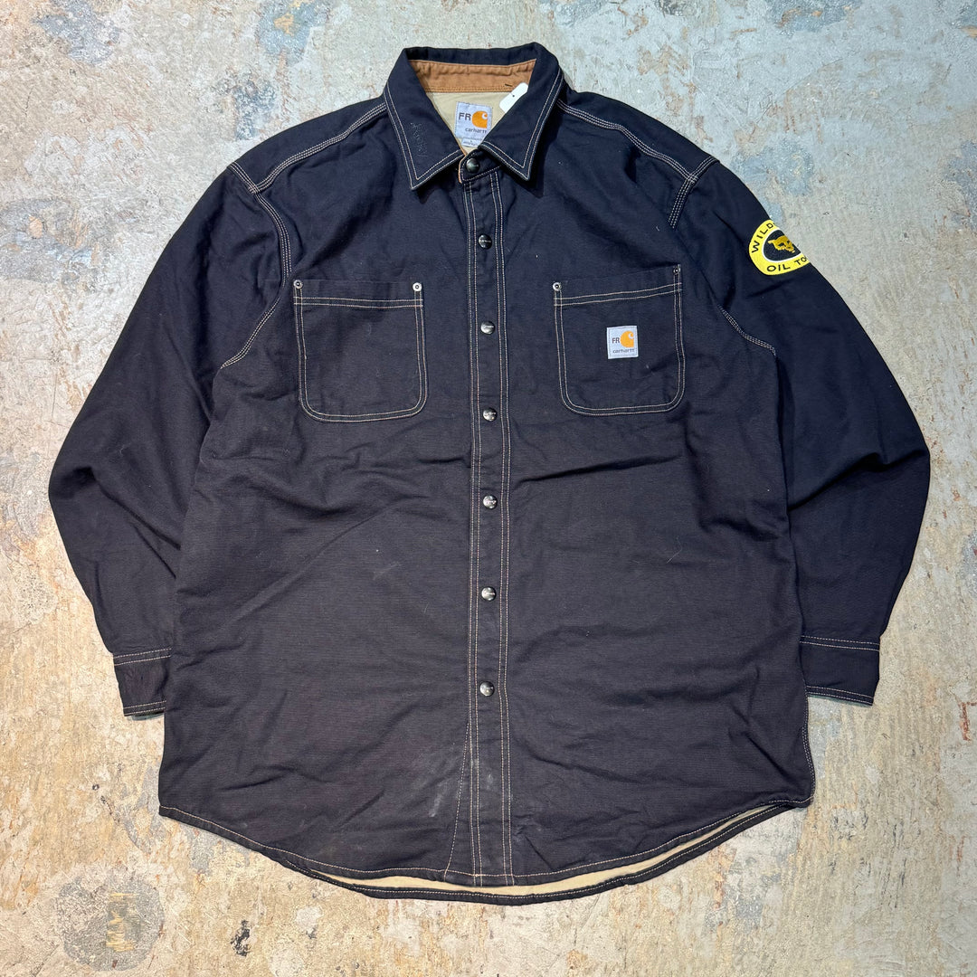 古着 Carhartt/ カーハート/ キャンバス シャツジャケット/ 企業ロゴ/ サイズL