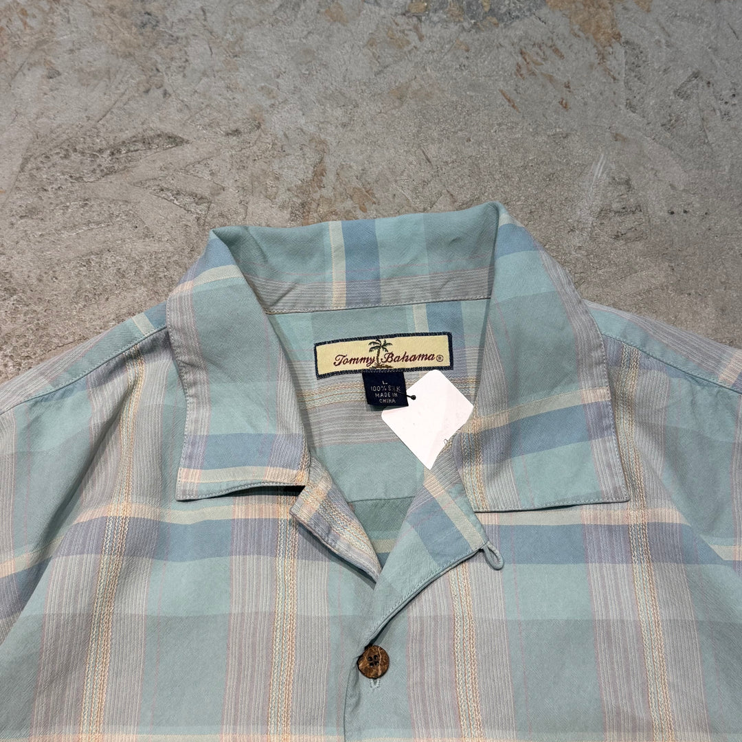 古着 TOMMY BAHAMA/トミーバハマ/半袖シャツ/開襟/シルク/サイズL