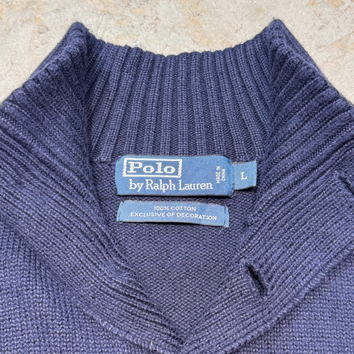 古着 Polo by Ralph Lauren/ポロバイラルフローレン/ ハーフボタンニットセーター/ サイズL