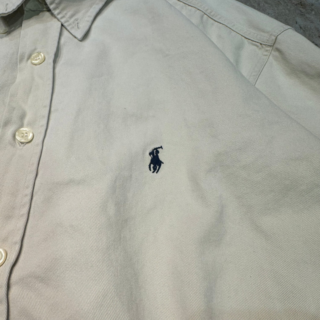 古着 USA製 RalphLauren/ラルフローレン/ 長袖シャツ/無地/サイズL-XL