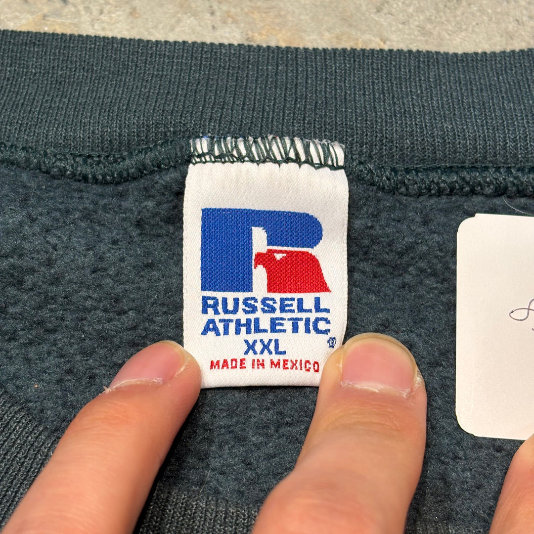 古着 90's〜 RUSSELL ATHLETIC/ ラッセルアスレチック/ ブランククルーネックスウェット/ 無地/ 前Vガゼット/ サイズXXL