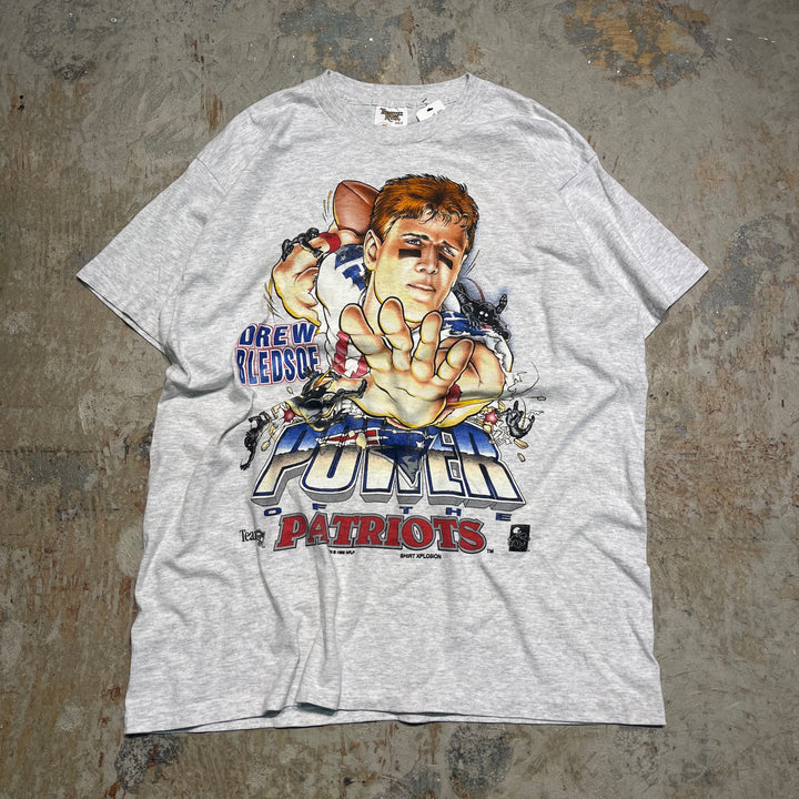 #4713 古着 95's PATRIOTS ペイトリオッツ/DREW・BLEDSOE/ドリュー･ブレッドソー/ヴィンテージ シングルステッチ Tシャツ/NFL/サイズXL