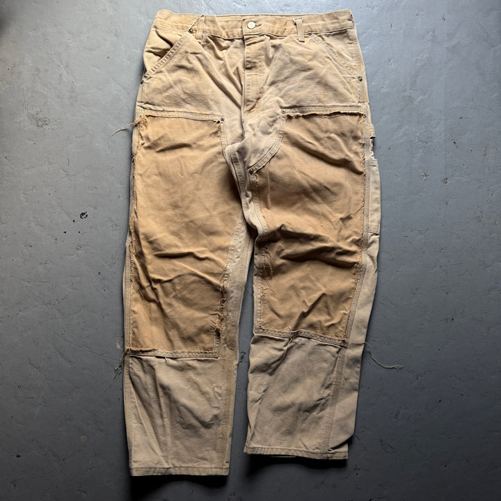 古着 USA製 80's Carhartt/カーハート/ダブルニーダック地クラッシュペインターパンツ/実寸サイズ34×29