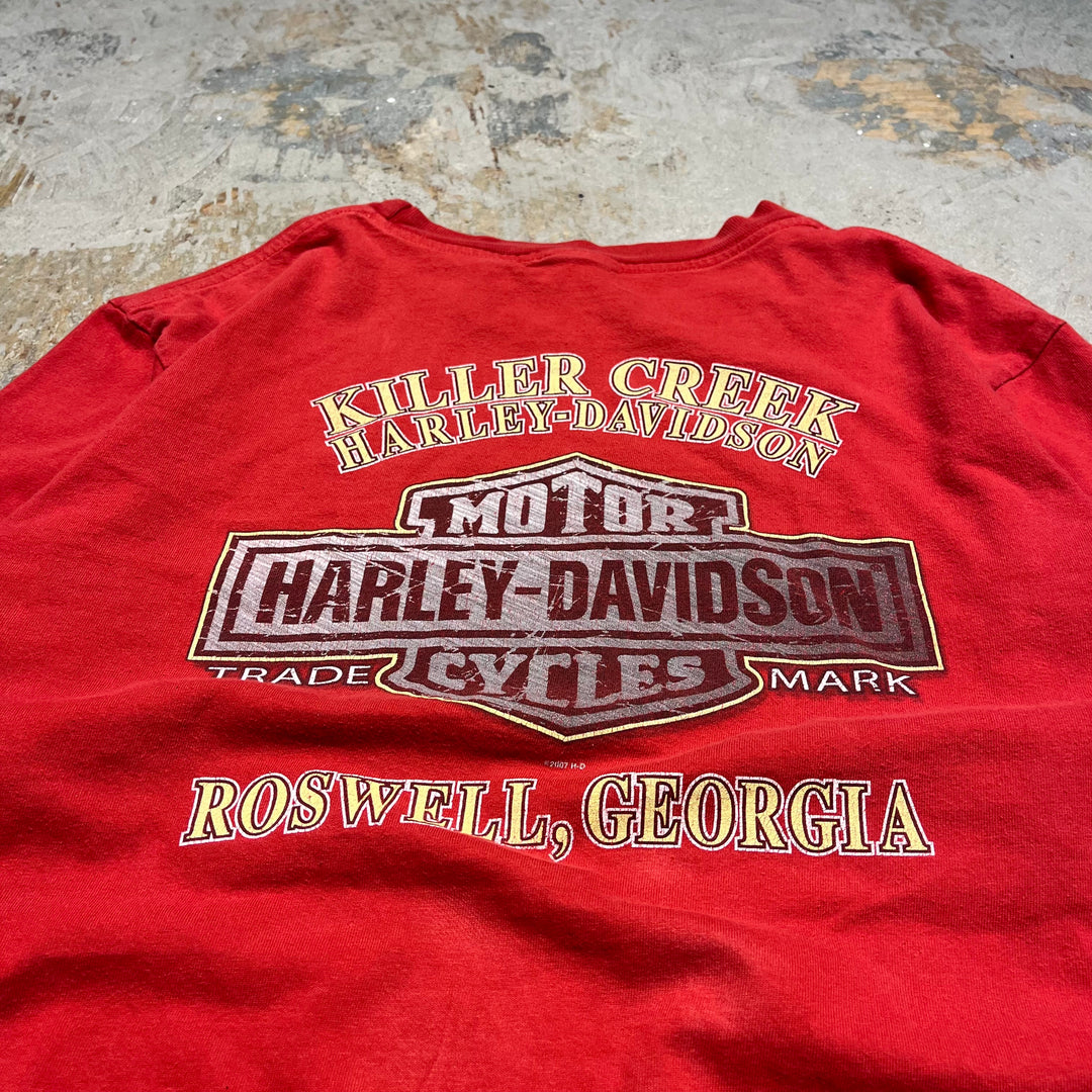 古着 Harley-Davidson/ハーレー ダビッドソン ジョージア州 ロズウェル キラー･クリーク店 プリントTシャツ サイズXL相当