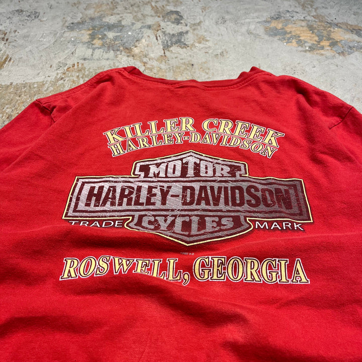 古着 Harley-Davidson/ハーレー ダビッドソン ジョージア州 ロズウェル キラー･クリーク店 プリントTシャツ サイズXL相当