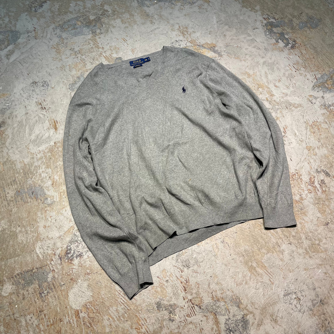 #3687古着/ラルフローレン/POLObyRalphLauren/コットンニット/Cottonknit/Ｖネック/サイズXXL