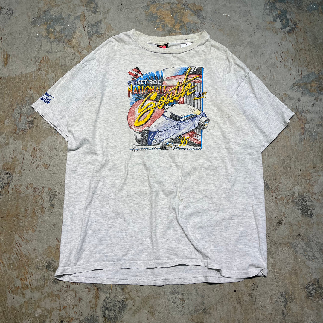 古着 USA製 90's レーシングカー/NSRA/ホットロッド/HOT ROD/車/ヴィンテージ シングルステッチ プリントTシャツ / サイズXL
