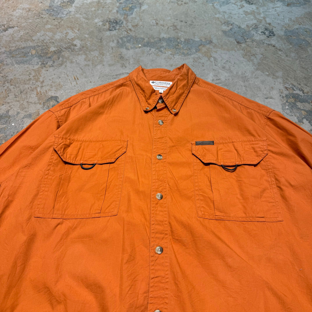 古着 Columbia/ コロンビア/  ボタンダウン半袖シャツ/ 無地/ サイズXL