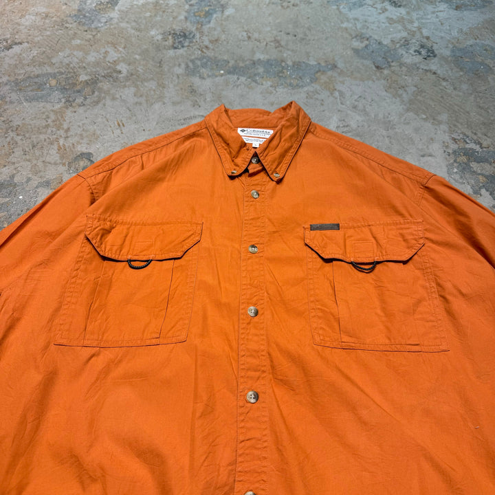 古着 Columbia/ コロンビア/  ボタンダウン半袖シャツ/ 無地/ サイズXL