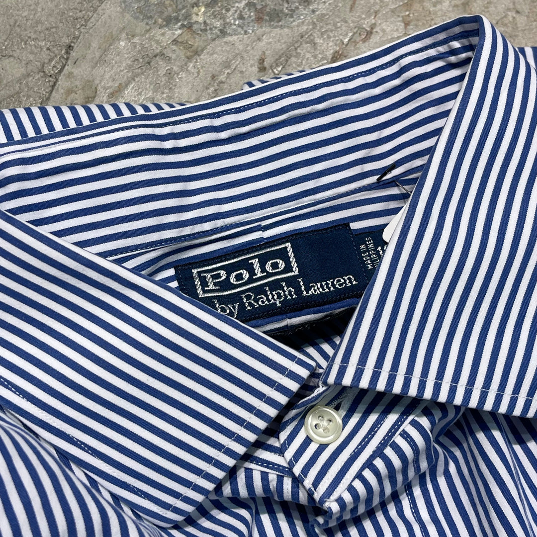 #4332 Ralph Lauren/ラルフローレン L/S Wide Spread Collar Shirts/ワイドスプレッドカラーシャツ/REGENT CLASSIC FIT/ストライプ柄/サイズ18/XXL