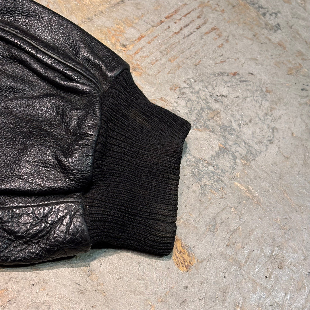 古着 WILSONS LEATHER/ ウィルソンズレザー/ 本革ジップアップレザージャケット/ 牛革/ 裏地ファー/ サイズL