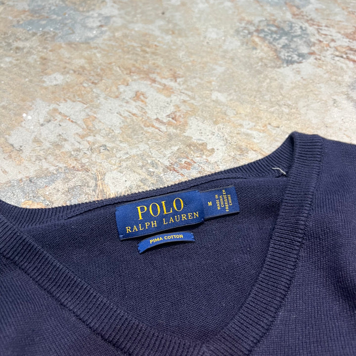 #3705 古着 POLO by Ralph Lauren/ラルフローレン /PIMA Cotton knit V Neck Sweatrer/ピマコットンニット Ｖネックセーター/サイズM