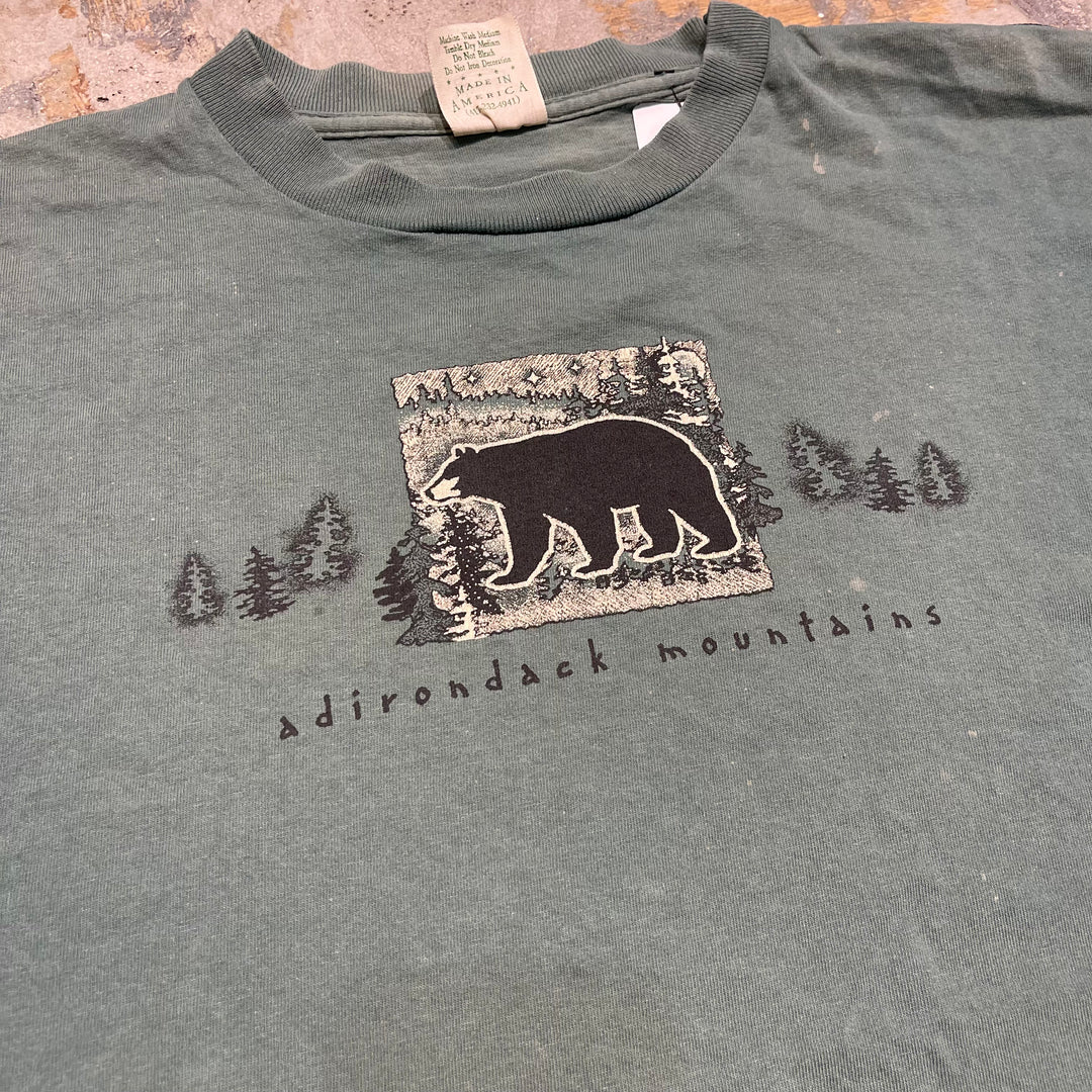 古着 USA製 アディロンダック山脈/熊/アニマル/プリントTシャツ/サイズL