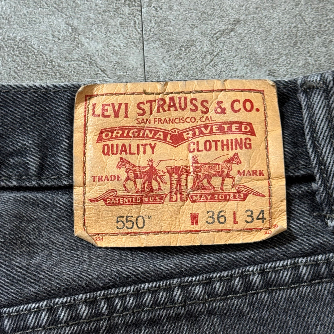 古着 Levi's 00s リーバイス ブラックデニムパンツ 550 実寸サイズ33×33