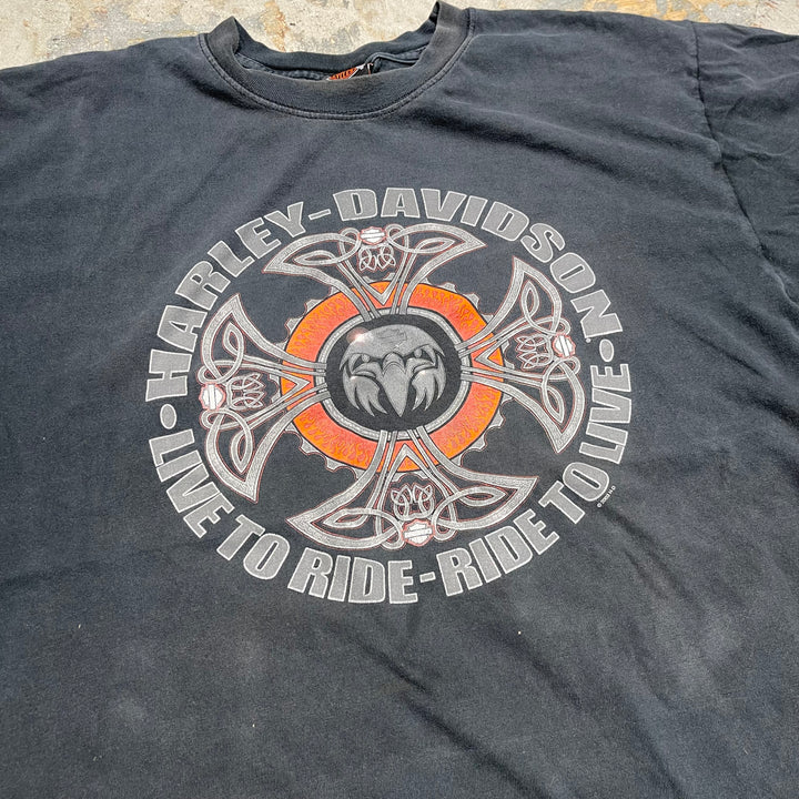 古着 USA製 Harley-Davidson/ハーレー ダビッドソン / フランス ビアレッツ ストア/ プリントTシャツ / サイズXL