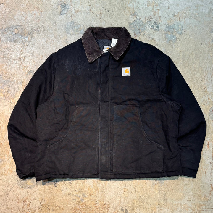 古着 USA製 Carhartt/ カーハート/ トラディショナルジャケット/ ダック地/ 裏地キルティング/ 襟コーデュロイ/ サイズXXXL相当