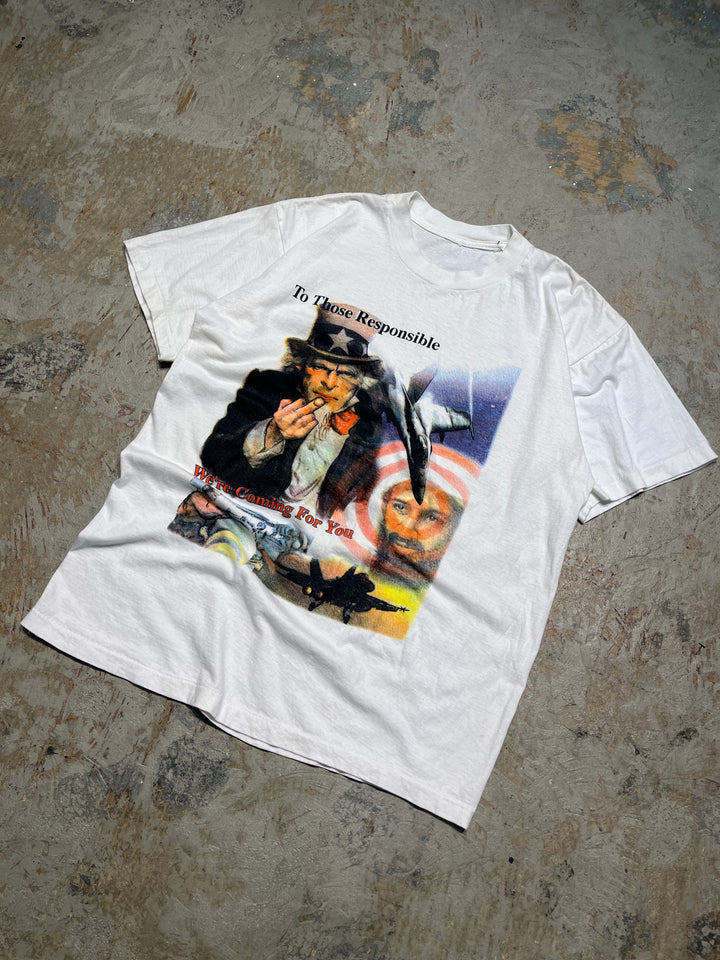 #MA122 古着 90's To Those Responsible/アンクルサム/ヴィンテーシングルステッチ Tシャツ/サイズM