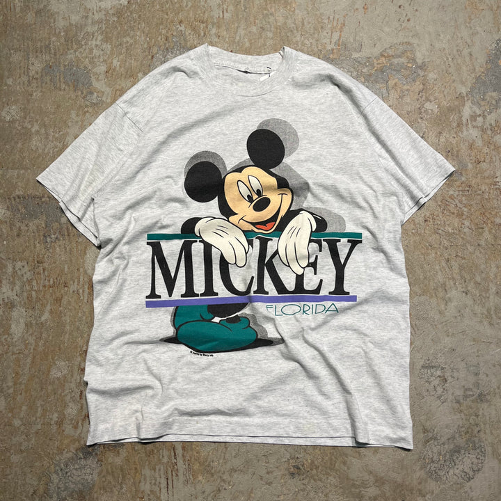 #4679 古着 90s ディズニー ミッキー/ヴィンテージ シングルステッチ Tシャツ/サイズXL相当