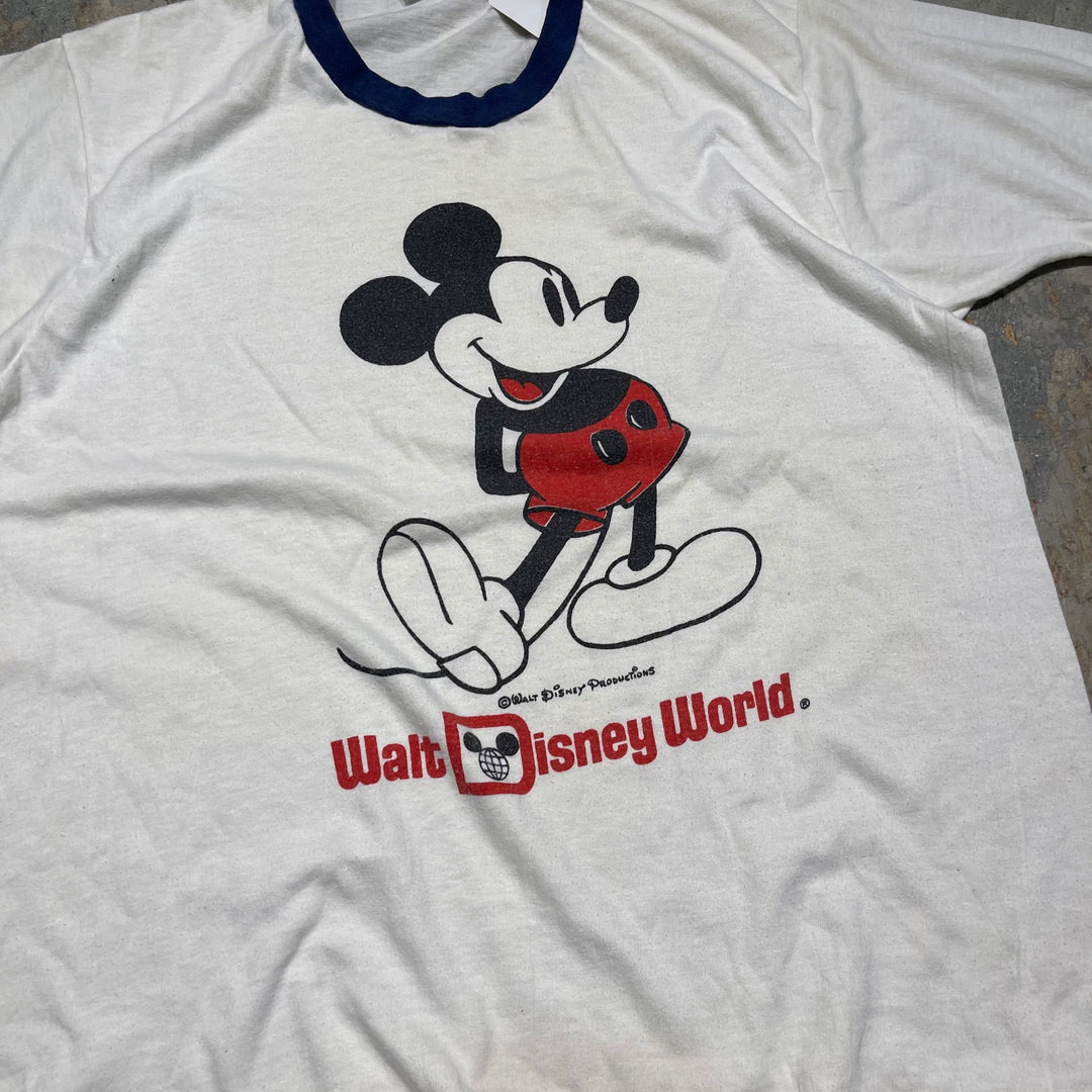 #4483 古着 ~90's Disney/ディズニー/short sleeve character Ringer t-shirt Tee/半袖キャラクターリンガーTシャツ/ミッキー/サイズM-L相当