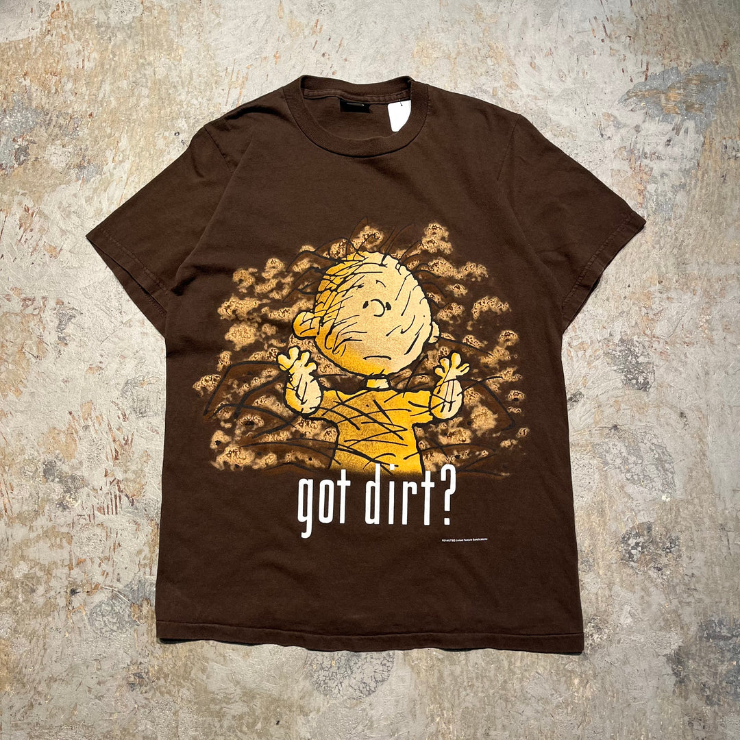 古着 USA製 90's PEANUTS Pigpen "got dirt?"/ヴィンテージ シングルステッチ プリントTシャツ/サイズM