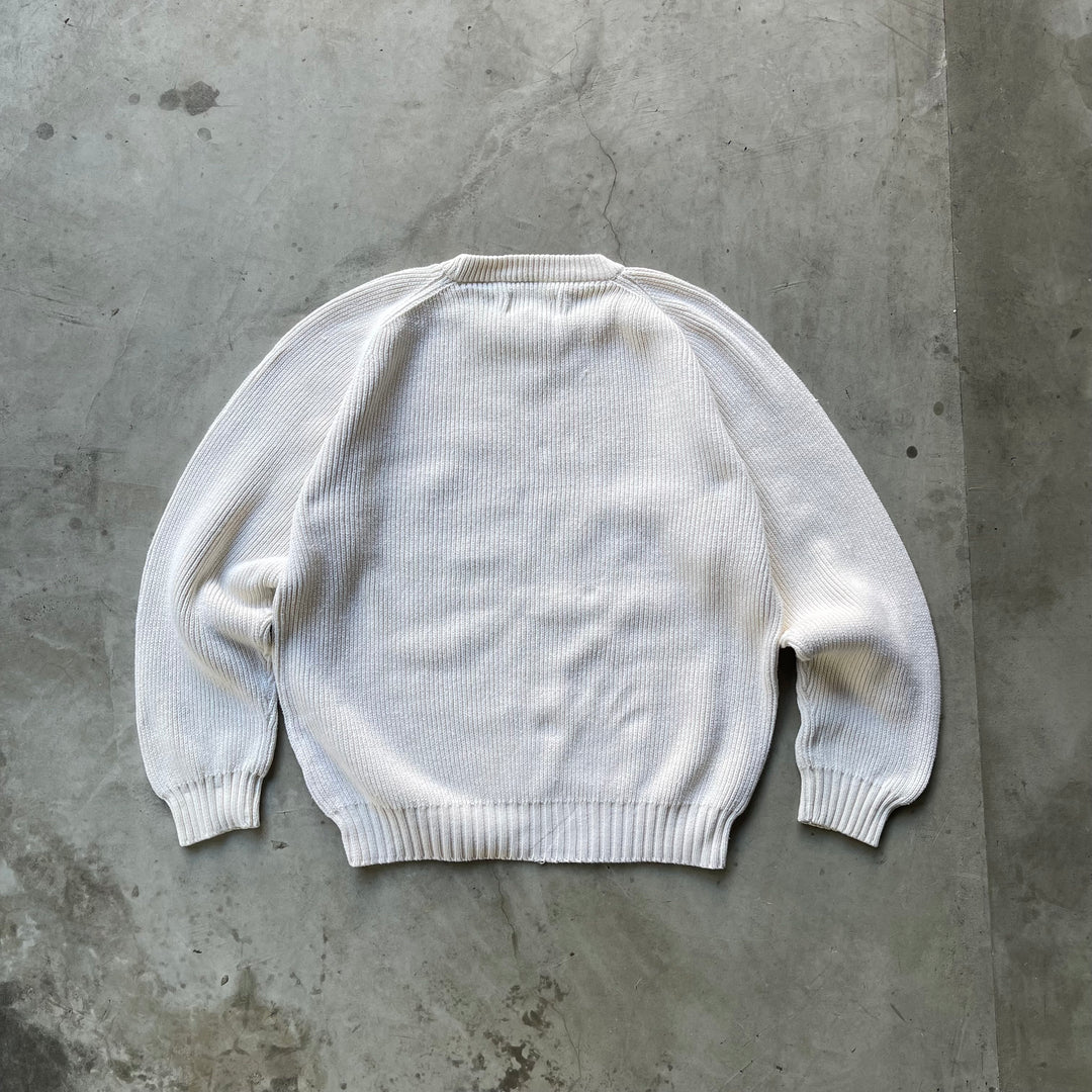 古着 80's Eddie Bauer/ エディーバウアー/ クルーネックコットンニットセーター/ 黒タグ/サイズL